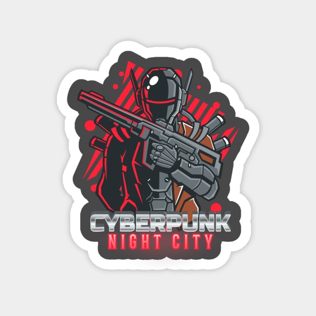 Cyberpunk Night City Gunner Magnet by Tip Top Tee's