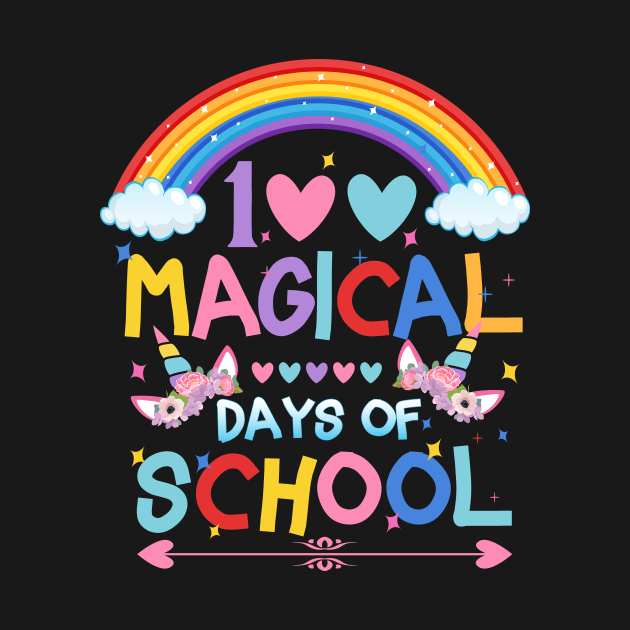 100th Day Of School, Magical Rainbow Unicorns Student Teacher by SilverLake
