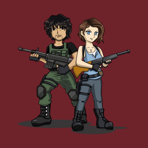 RE3 Remake Jill Valentine and Carlos Oliveira by LittleBearArt