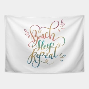 Beach Sleep Repeat Hand Lettered Tapestry