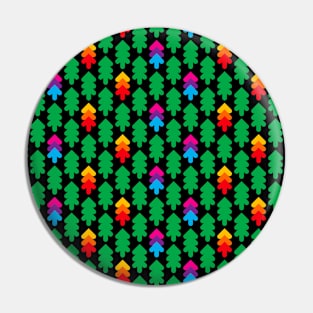 Green and colorful fir forest pattern, version two Pin