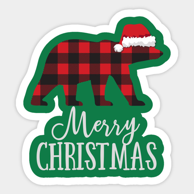 Merry Christmas Buffalo Plaid Polar Bear Santa Hat Buffalo Plaid