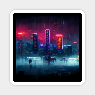 Fluxion - Cyberpunk Cityscape Skyline Magnet