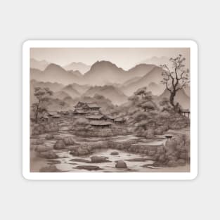 chinese town painting Magnet