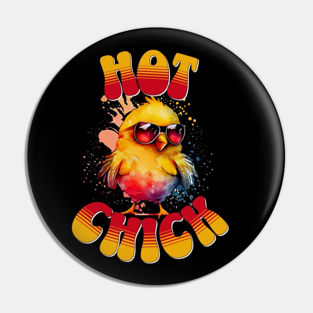 Hot Chick - Silly Chicken Pin by RockReflections