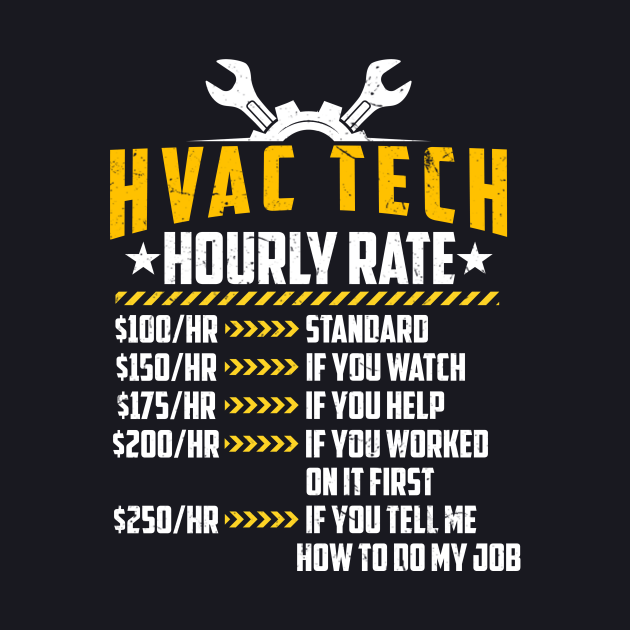 HVAC Tech Hourly Rate Funny Technician Maintenance Labor TShirt Hvac