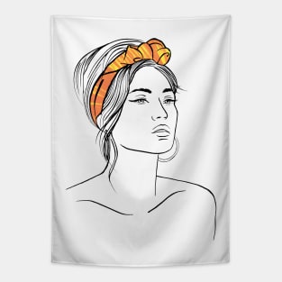 beautiful girl in a orange bandana Tapestry