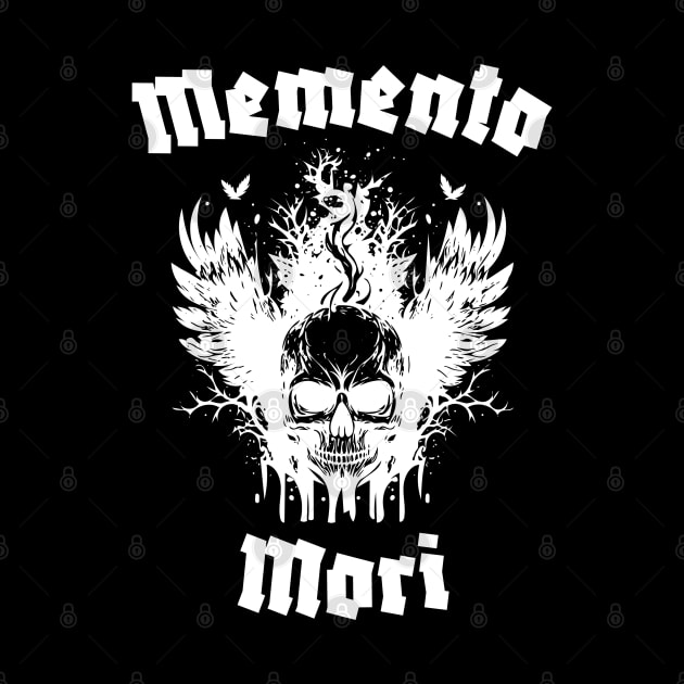 Memento Mori - Winged skull in White by Kahytal