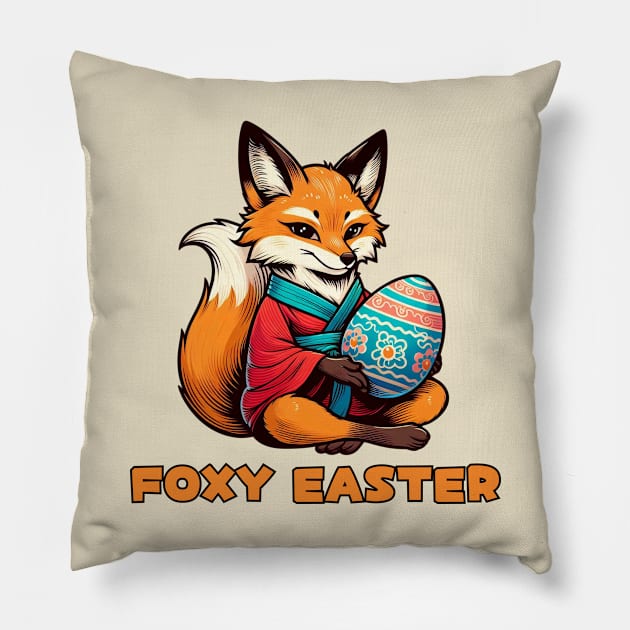 Foxy Easter festival Pillow by Japanese Fever