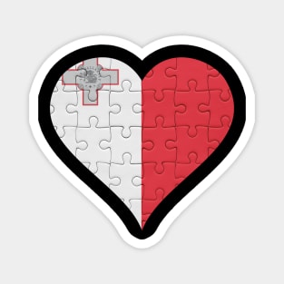 Maltese Jigsaw Puzzle Heart Design - Gift for Maltese With Malta Roots Magnet