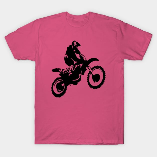 Moto X Dirt Bike Monotone Vector Art - Black Kids T-Shirt for
