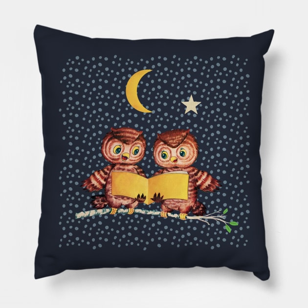 Baby owls reading a bedtime story Pillow by LittleBean