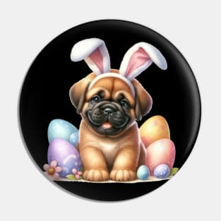 Puppy Mastiff Dog Bunny Ears Easter Eggs Happy Easter Day Pin