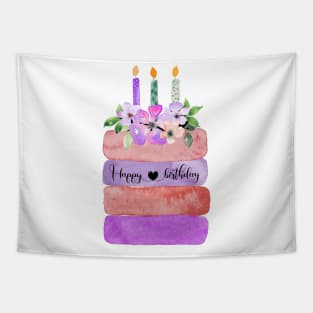 Happy Birthday purple Cake Tapestry