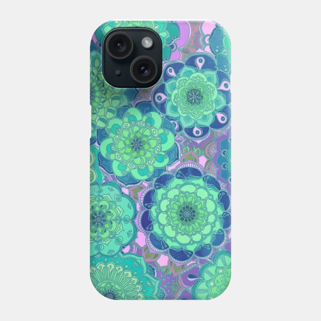 Fantasy Flowers in Mint Green & Purple Phone Case by micklyn