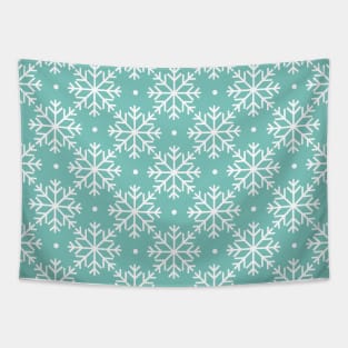 Ice Blue Snowflakes Tapestry