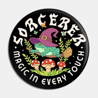 Frog Sorcerer Retro Graphics Pin