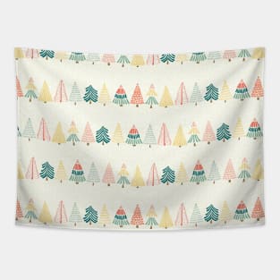 merry bright trees rows stock Tapestry