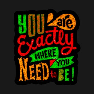 You Are Exactly Where You Need To Be! - Typography Inspirational Quote Design Great For Any Occasion T-Shirt