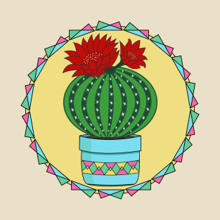 Cactus Plant In Blue Pot T-Shirt