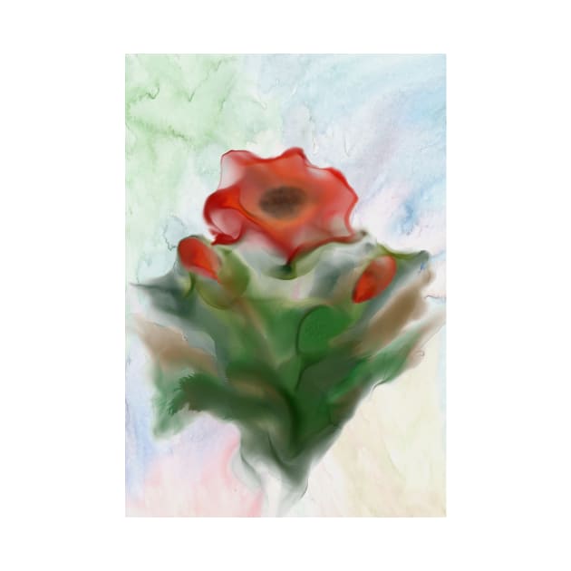 Poppy flower - botanical print by redwitchart