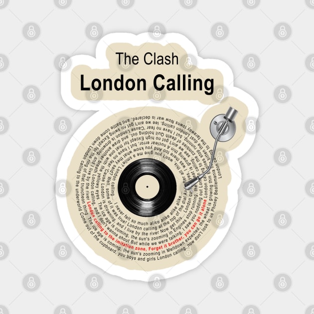 LONDON CALLING LYRICS ILLUSTRATIONS Magnet by Vansa Design