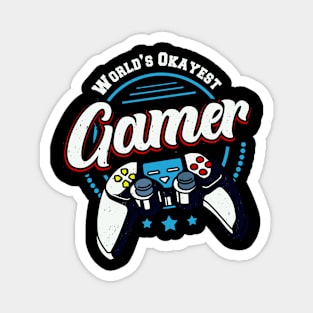 Worlds Okayest Gamer Funny Gaming Gift Magnet