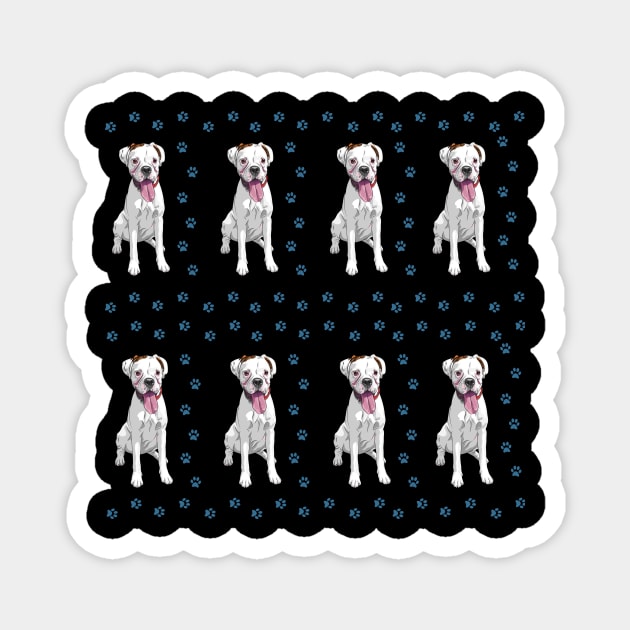 White Boxer dog cute pattern Magnet by Maful