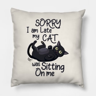 Sorry I Am Late, My Cat Was Sitting On Me Funny Pillow