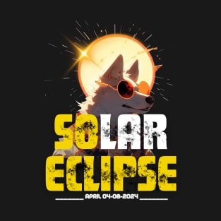 Solar Eclipse Dog 04 08 2024 T-Shirt