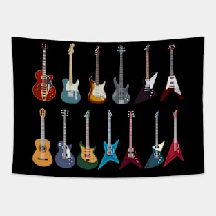 Love Guitar Different Guitars Retro Guitar Player Guitarist Tapestry