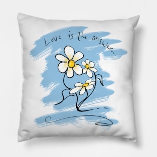 Love is the answer hand drawn Flowers Pillow