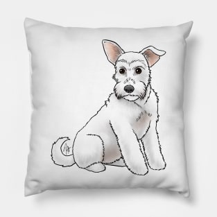 Dog - Miniature Schnauzer - White Natural Pillow