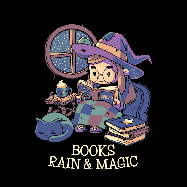 Books Rain & Magic // Spooky Halloween Fall Witch by Geekydog