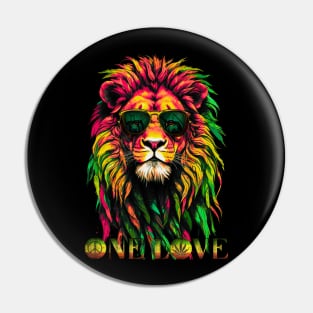 One Love Reggae Rasta Lion Pin