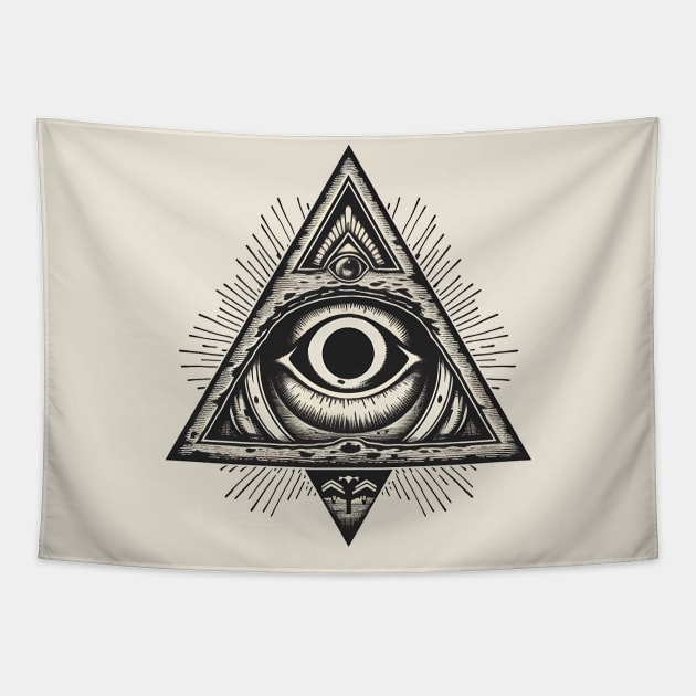 All-Seeing Eye Emblem Tapestry by Czajnikolandia