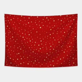 Christmas gold star pattern. Minimalistic Christmas pattern. Silent night pattern. Christmas starry snowflakes in minimalist style. Tapestry