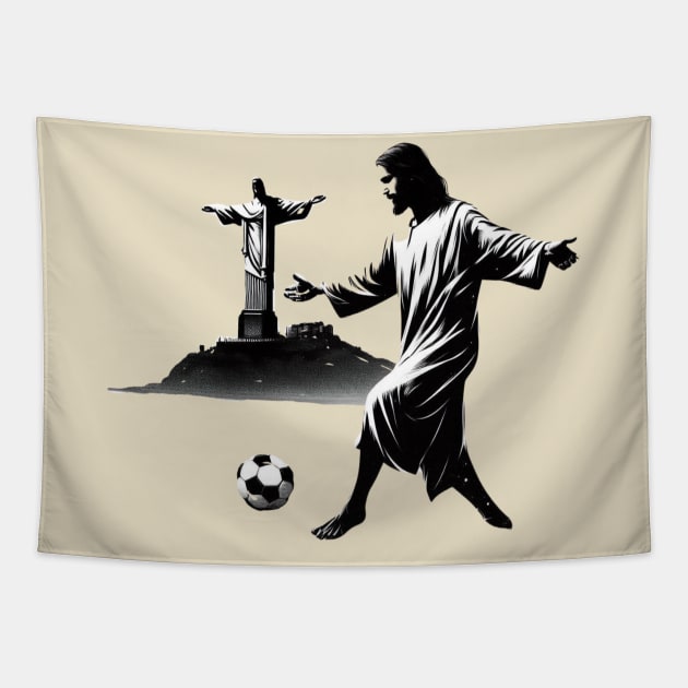 Copa Jesus Minimalist Soccer Tapestry by BlackWork