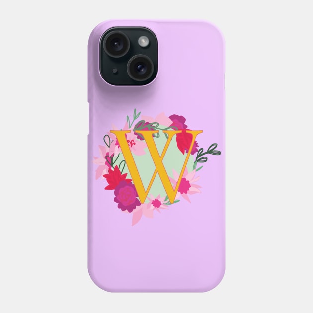 Monogram W, Personalized Initial Phone Case by Bunniyababa