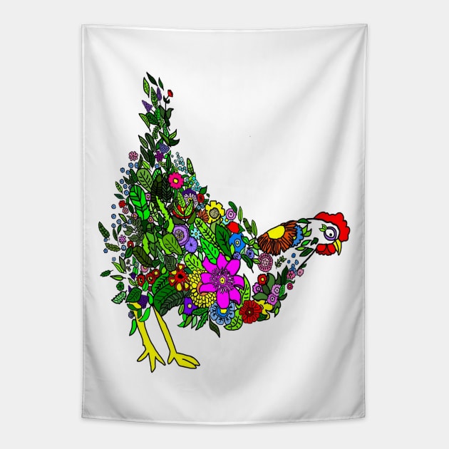 Flower Chicken Tapestry by imphavok