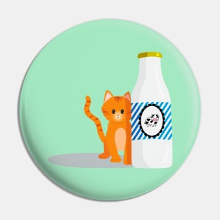 Tabby cat with a milk bottle Pin