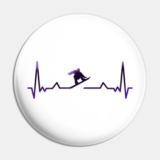 Snowboard Heartbeat Pin