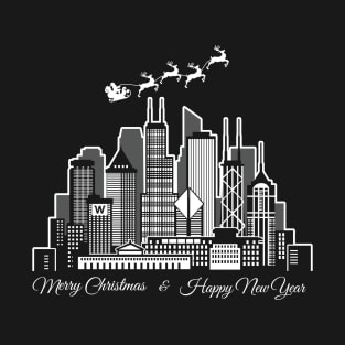 Chicago Illinois Merry Christmas Happy New Year T-Shirt