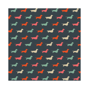 Dachshund Silhouettes Colorful Wiener Dogs Patterned T-Shirt