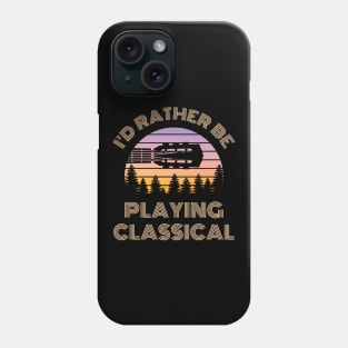 I'd Rather Be Playing Guitar Classical Guitar Headstock Vintage Sunset Phone Case