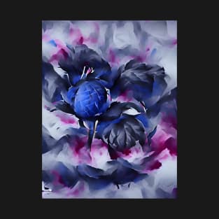 Indigo Abstract Floral Watercolour Art T-Shirt