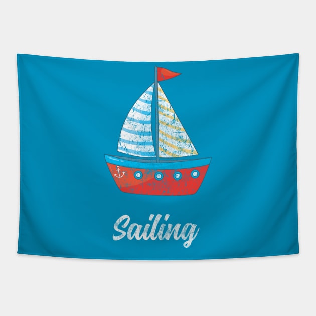 Retro Sailing Tapestry by vladocar