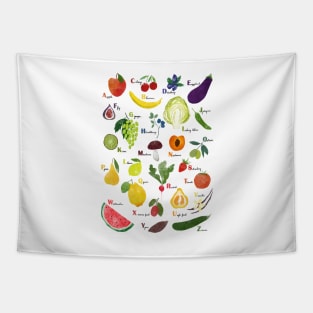 English alphabet with fruit and vegetables Tapestry