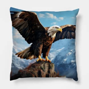 Eagle Animal Bird Wildlife Wilderness Colorful Realistic Illustration Pillow