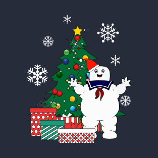 Stay Puft Ghostbusters Around The Christmas Tree T-Shirt